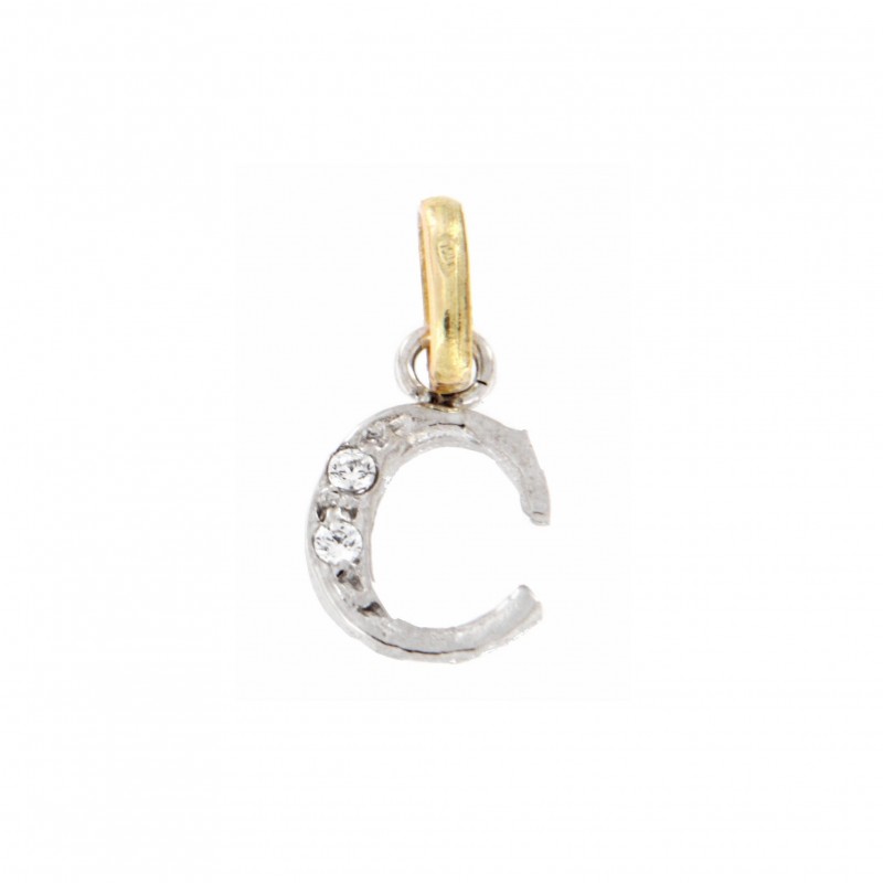COLGANTE LETRA C CIRCONITAS ORO BLANCO