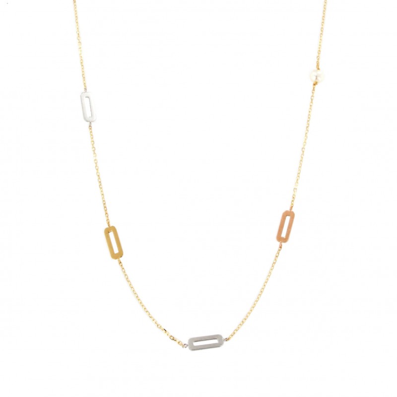 GARGANTILLA TRICOLOR ESLABONES PERLAS