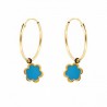 PENDIENTES ARO FLOR ESMALTE AZUL