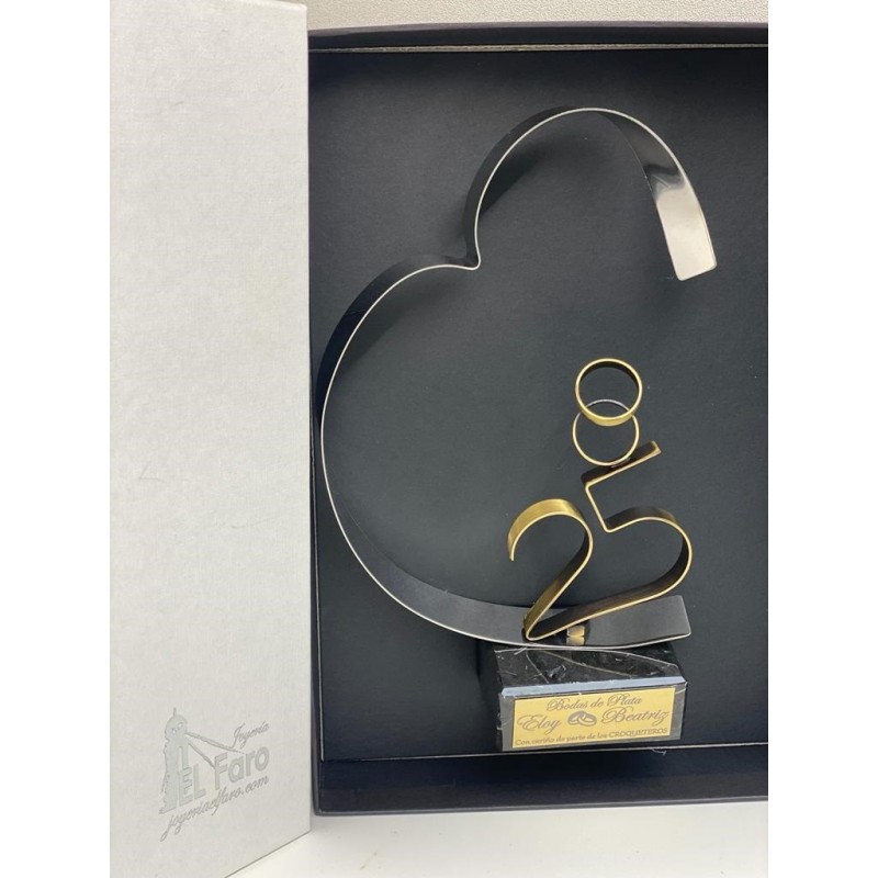 Regalo para bodas Plata Personalizado figura corazón 25 aniversario