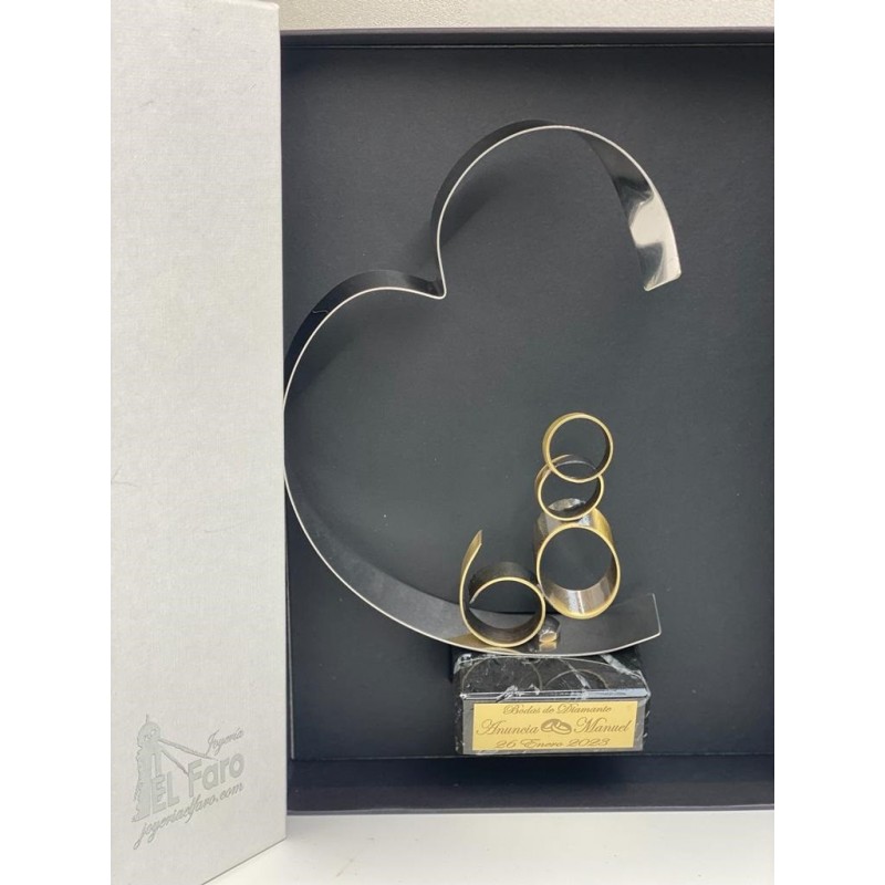 Regalo para bodas Diamante Personalizado figura corazón 60 aniversario