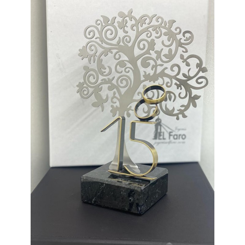 Regalo bodas cristal 15 años de casados - Trofeo personalizado