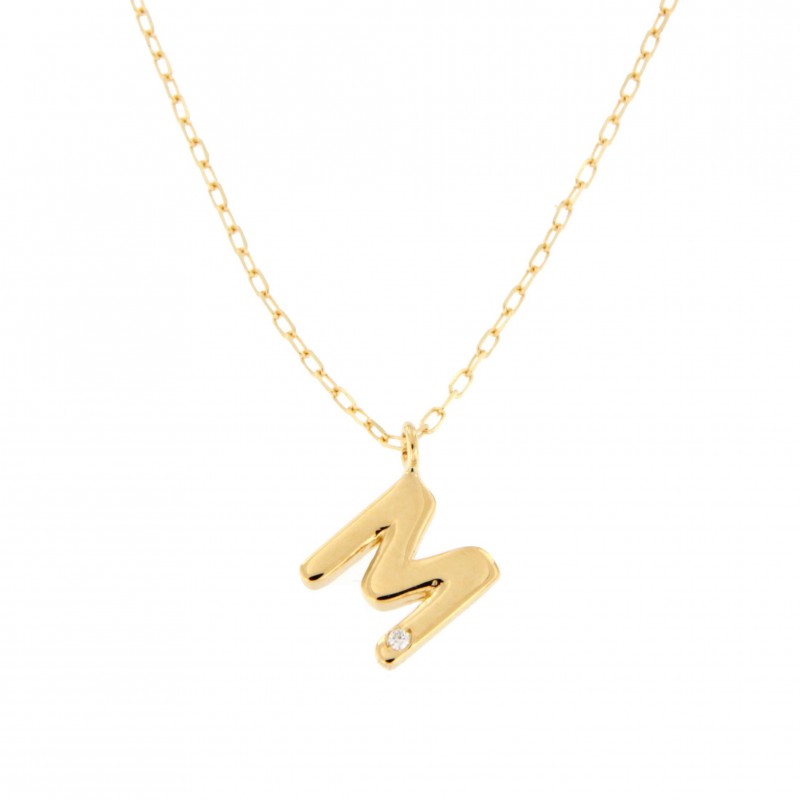 COLGANTE DIAMANTES LETRA M CON CADENA