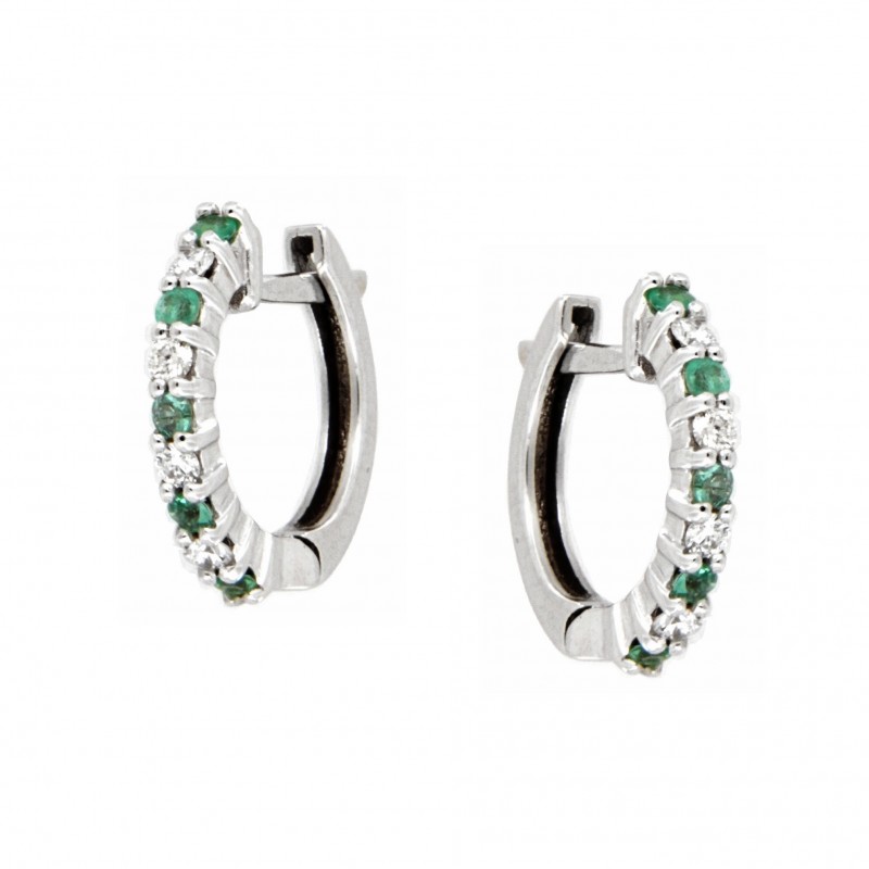 PENDIENTES ARO DIAMANTES ESMERALDA