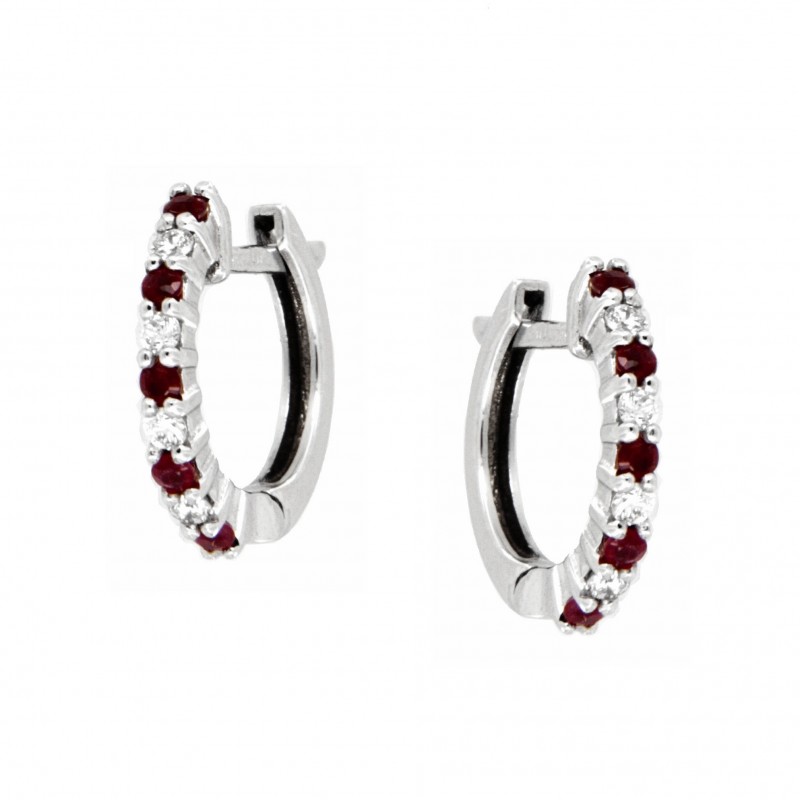 PENDIENTES ARO DIAMANTES RUBI