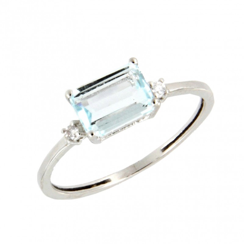 SORTIJA DIAMANTES AGUAMARINA