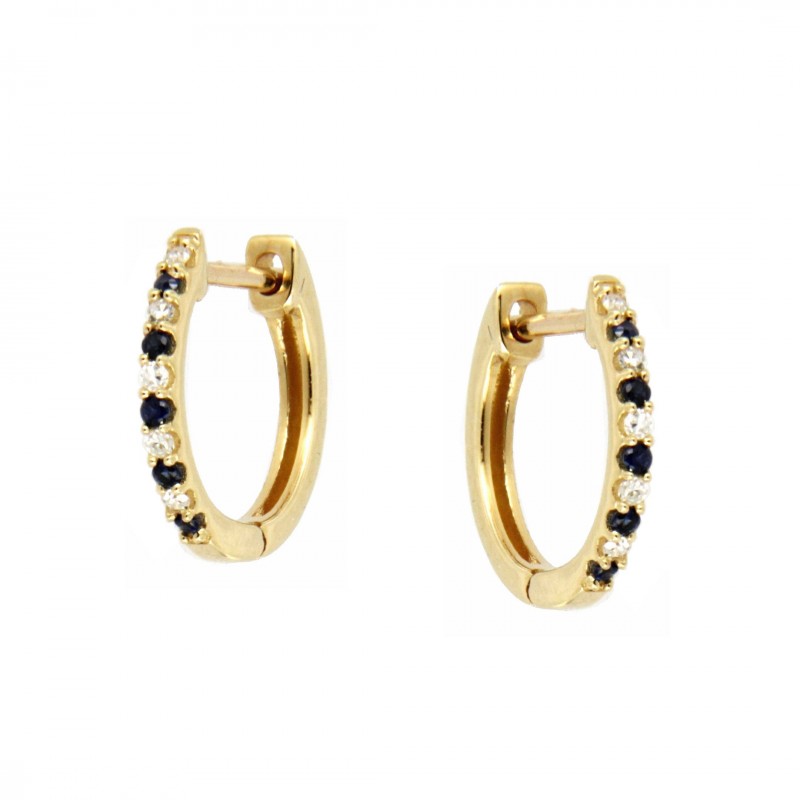 PENDIENTES ARO DIAMANTES ZAFIROS