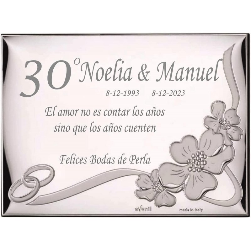 Placa Regalo 30 Aniversario Bodas de Perla Grabado