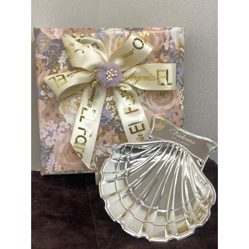 Concha Bautizo Personalizada metal plateado grabada