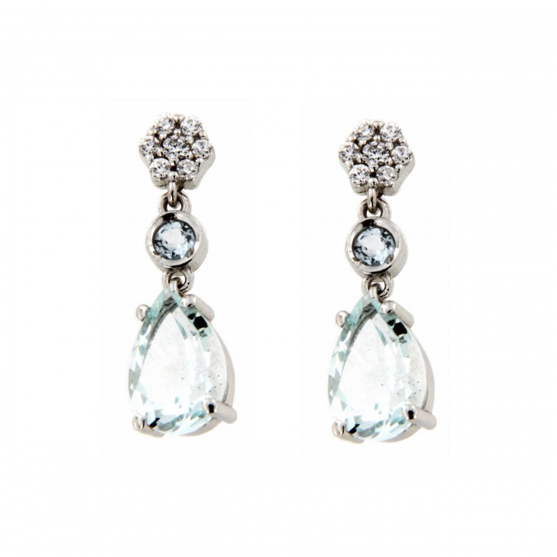 PENDIENTES AGUAMARINA ORO BLANCO