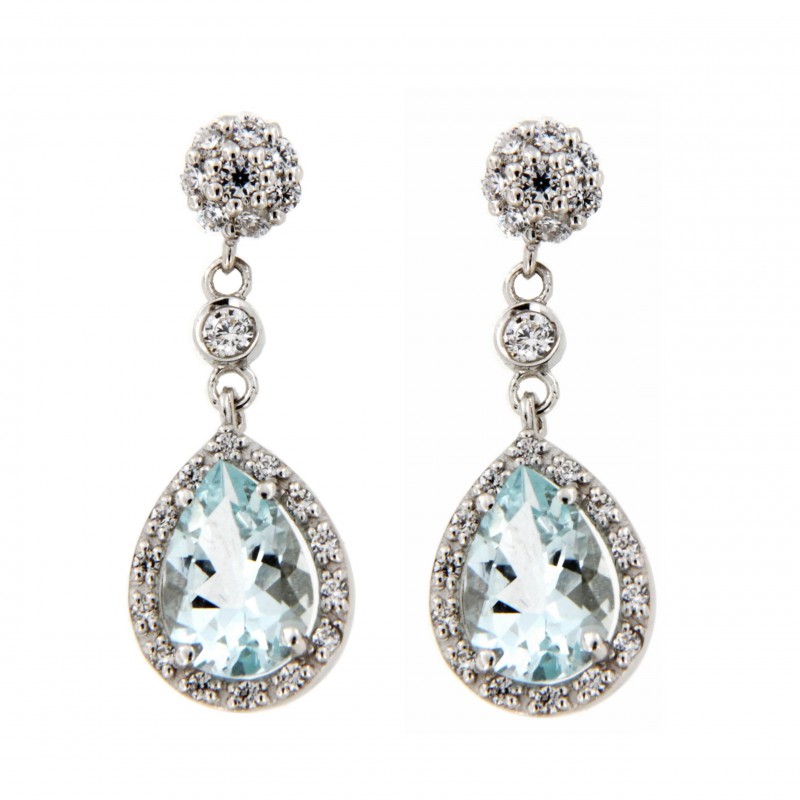 PENDIENTES AGUAMARINA ORO BLANCO