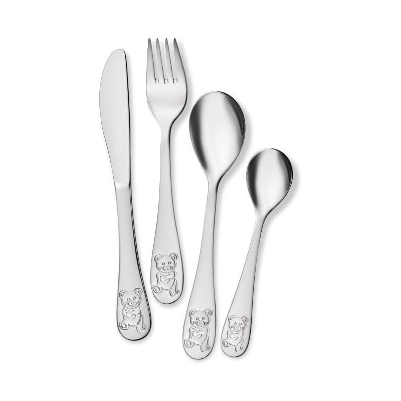 Cubiertos personalizados en estuche para bebe con peluche