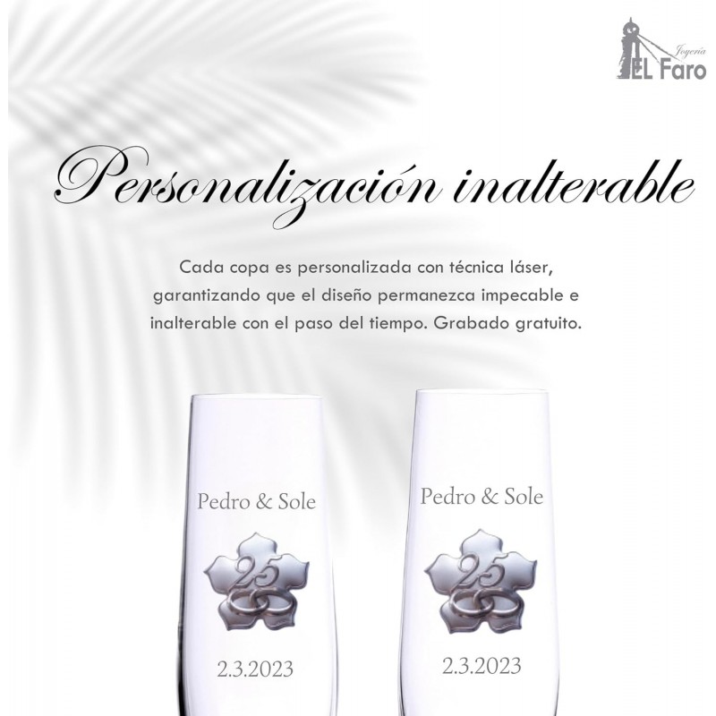 Copas personalizadas para bodas de plata cristal Bohemia