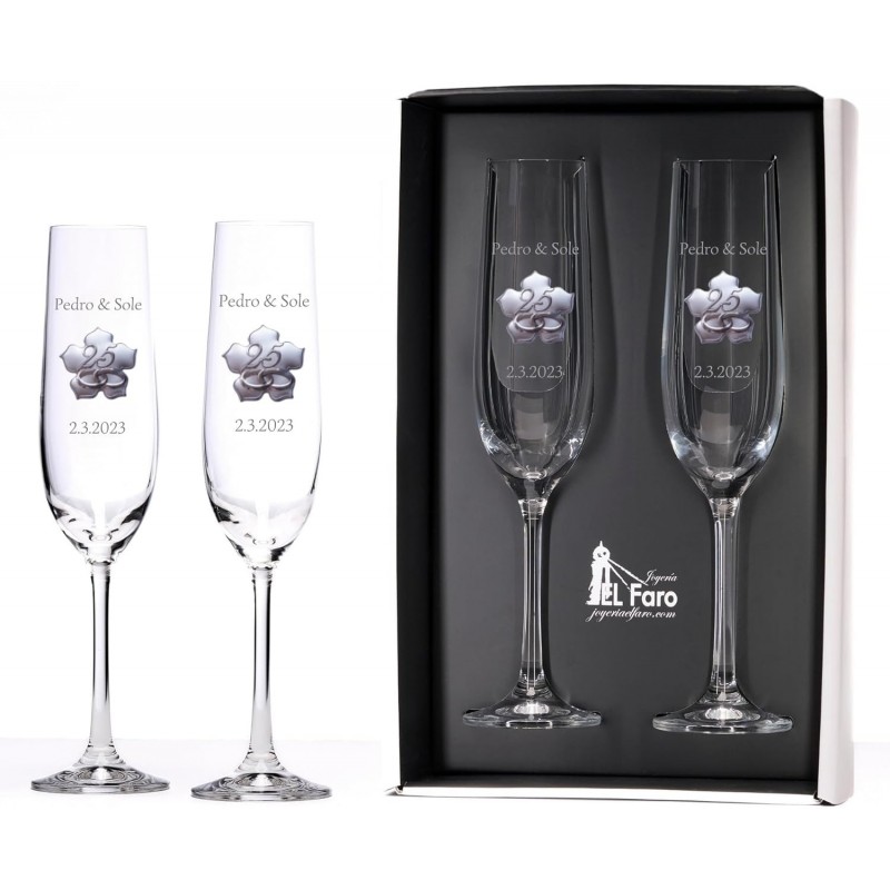Copas personalizadas para bodas de plata cristal Bohemia