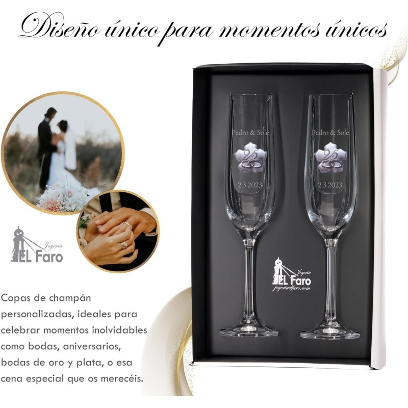 Copas personalizadas para bodas de plata cristal Bohemia