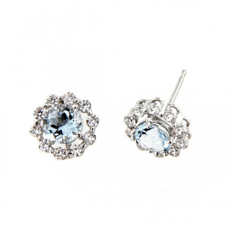 PENDIENTES AGUAMARINA ORO BLANCO