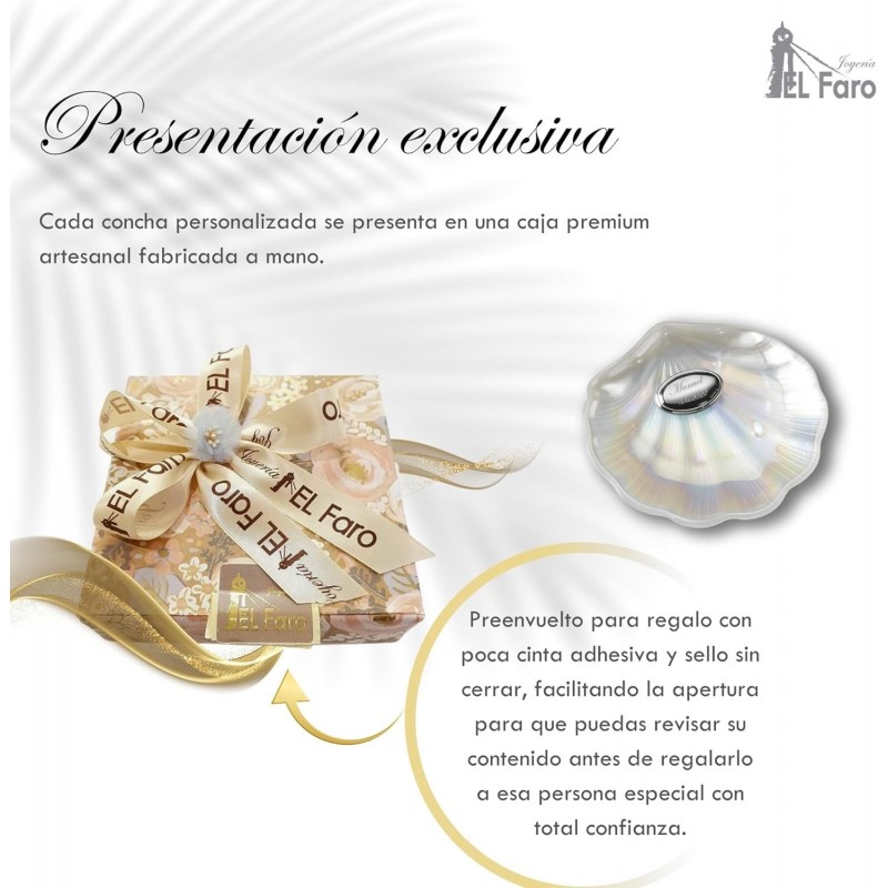 Concha para bautizo ovalo para grabar cristal nacarado