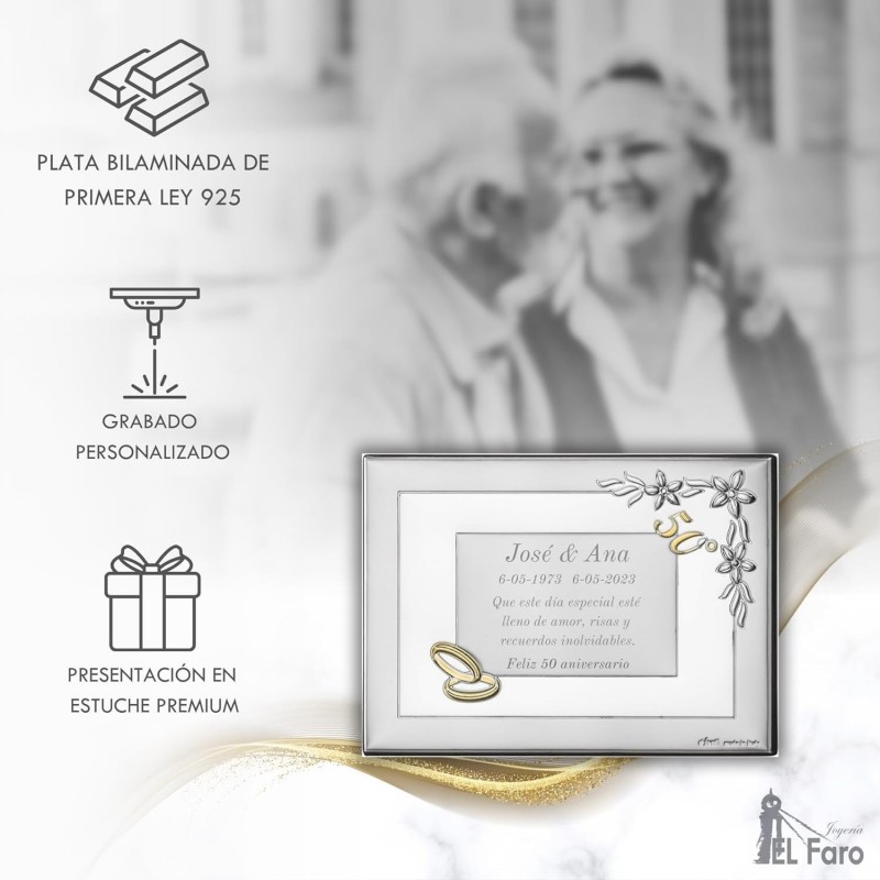 Placa 50 aniversario 13x18 personalizada bodas de oro