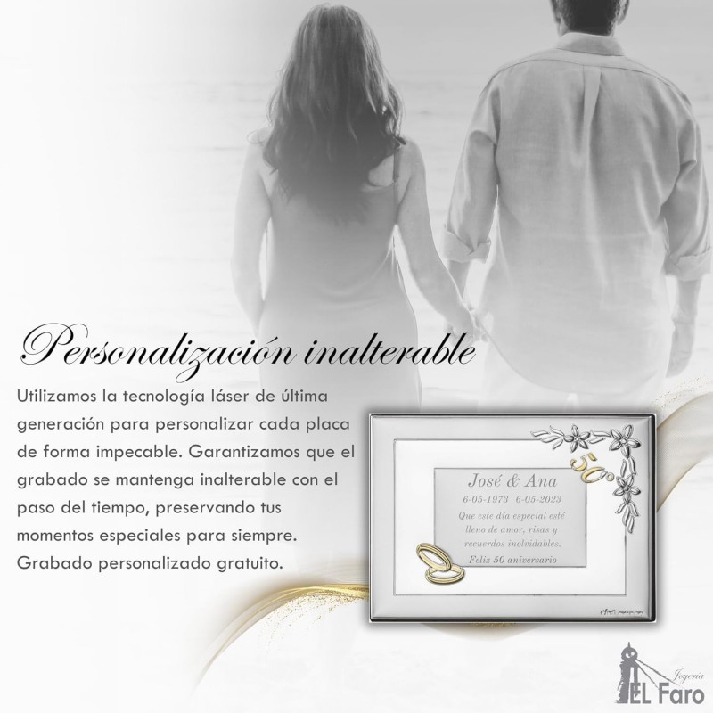 Placa 50 aniversario 13x18 personalizada bodas de oro